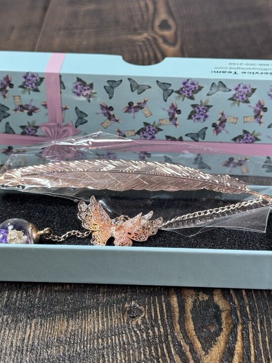 Unbranded Other - Metal Feather Bookmark Butterfly Book Mark Page Marker Gift Gold Purple Globe